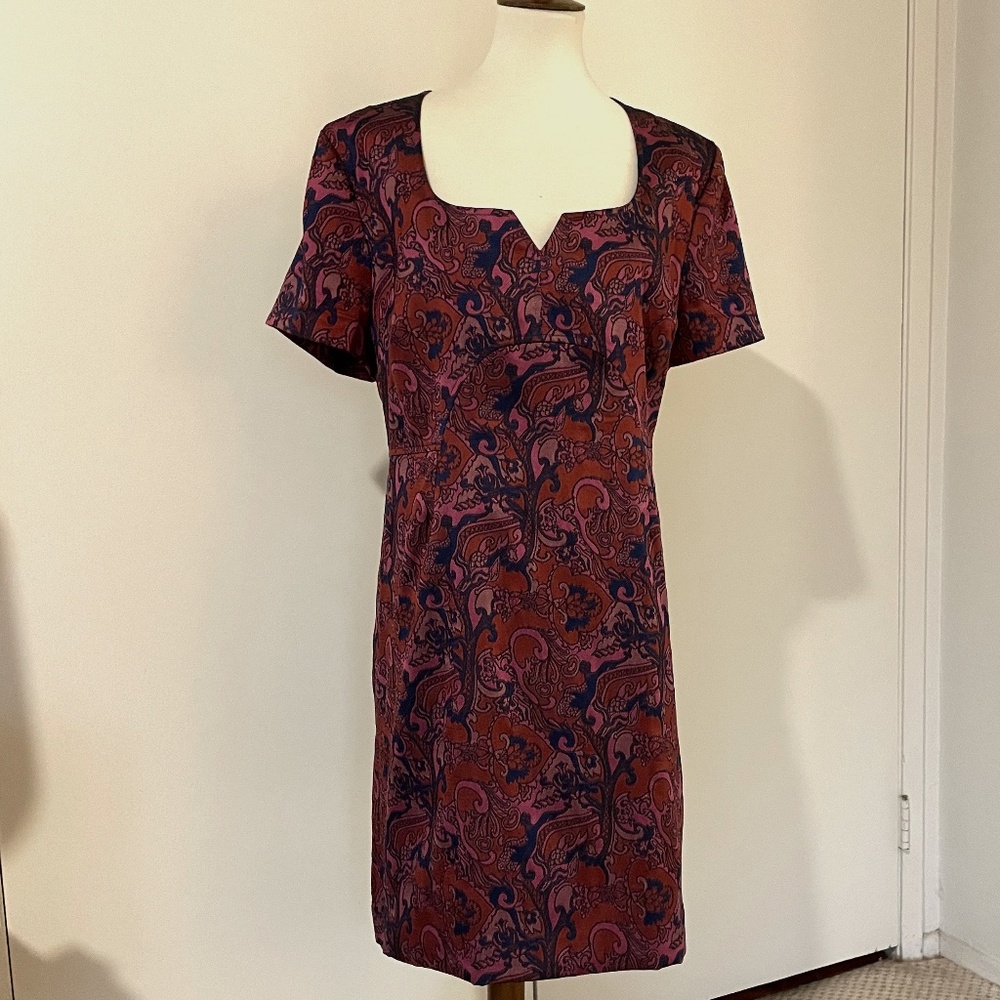 Trina Turk Leigh Paisley Sweetheart Dress, Pink Red & Navy Size 16 NWT